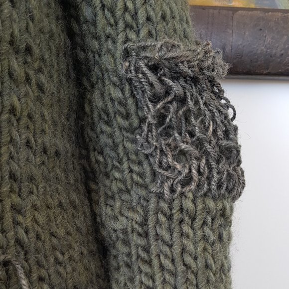 Wool winter set, army green, sweater with matching hat and tubular scarf, - Picture 7 of 11